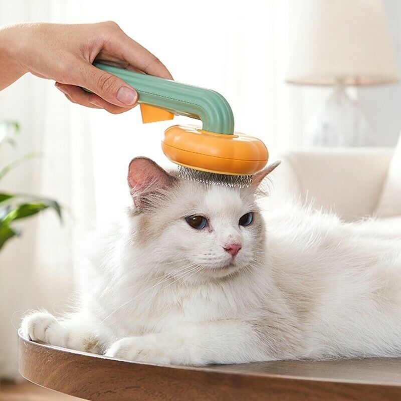 Pet Pumpkin Brush, Pet Grooming Self Cleaning Slicker Brush For Dogs Cats Puppy Rabbit, Cat Brush Grooming Gently Removes Loose Undercoat, Mats Tangle