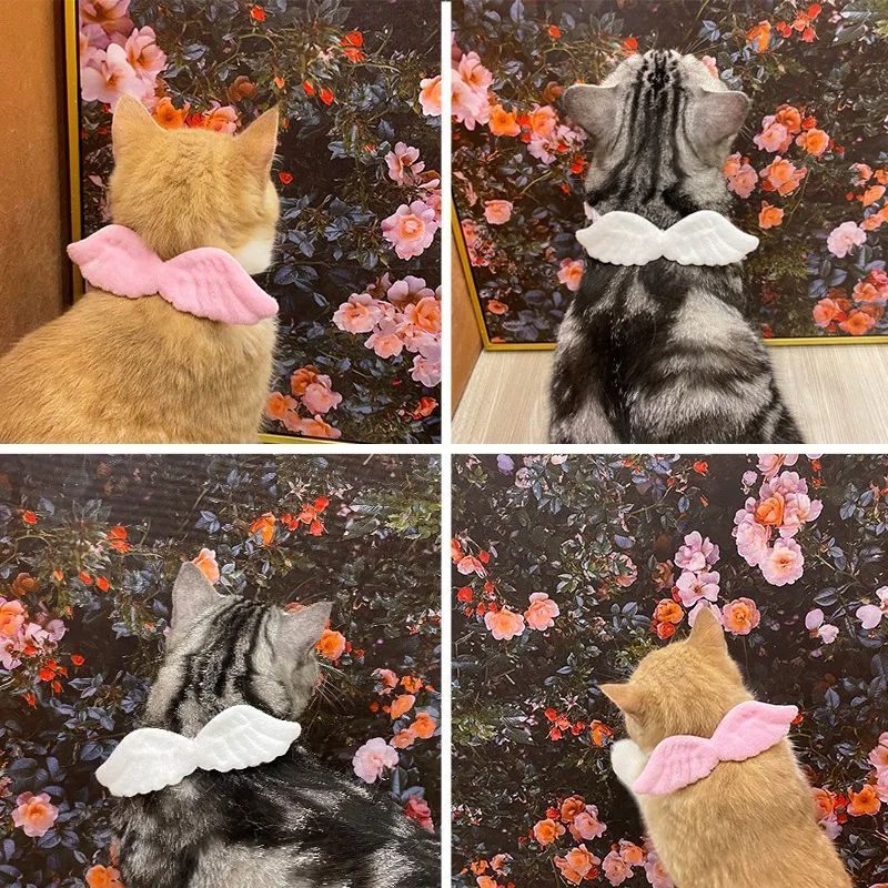 Cat Specific Pet White Collar Angel Wing Accessories Outdoor Dog Neck Rings Butterfly Tie Supplies Pet Decoration Supplies