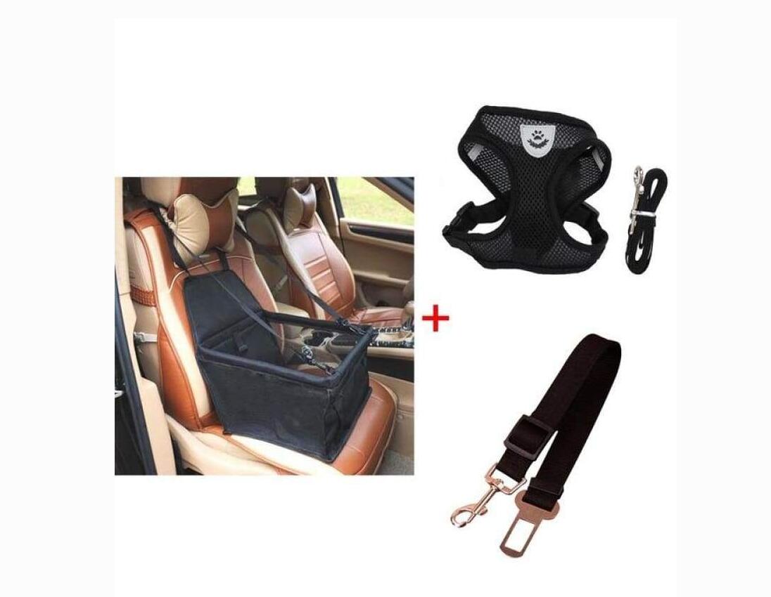 Luxury Pet's Safety Car Seat Carrier Premium Harness & Leash set Car Safety Belt