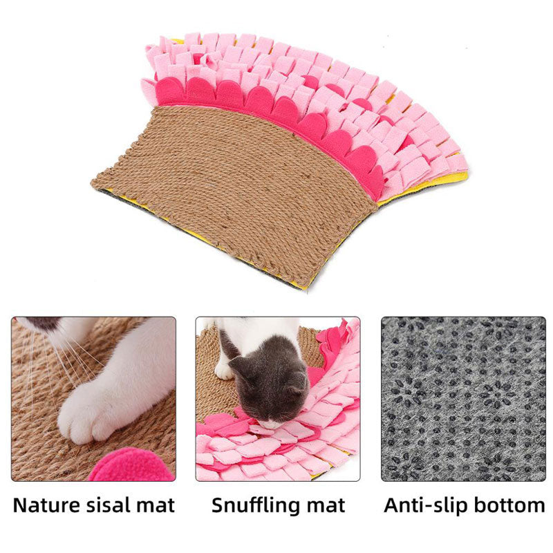 Natural Jute Puzzle Sniff Food Cat Mat Blanket