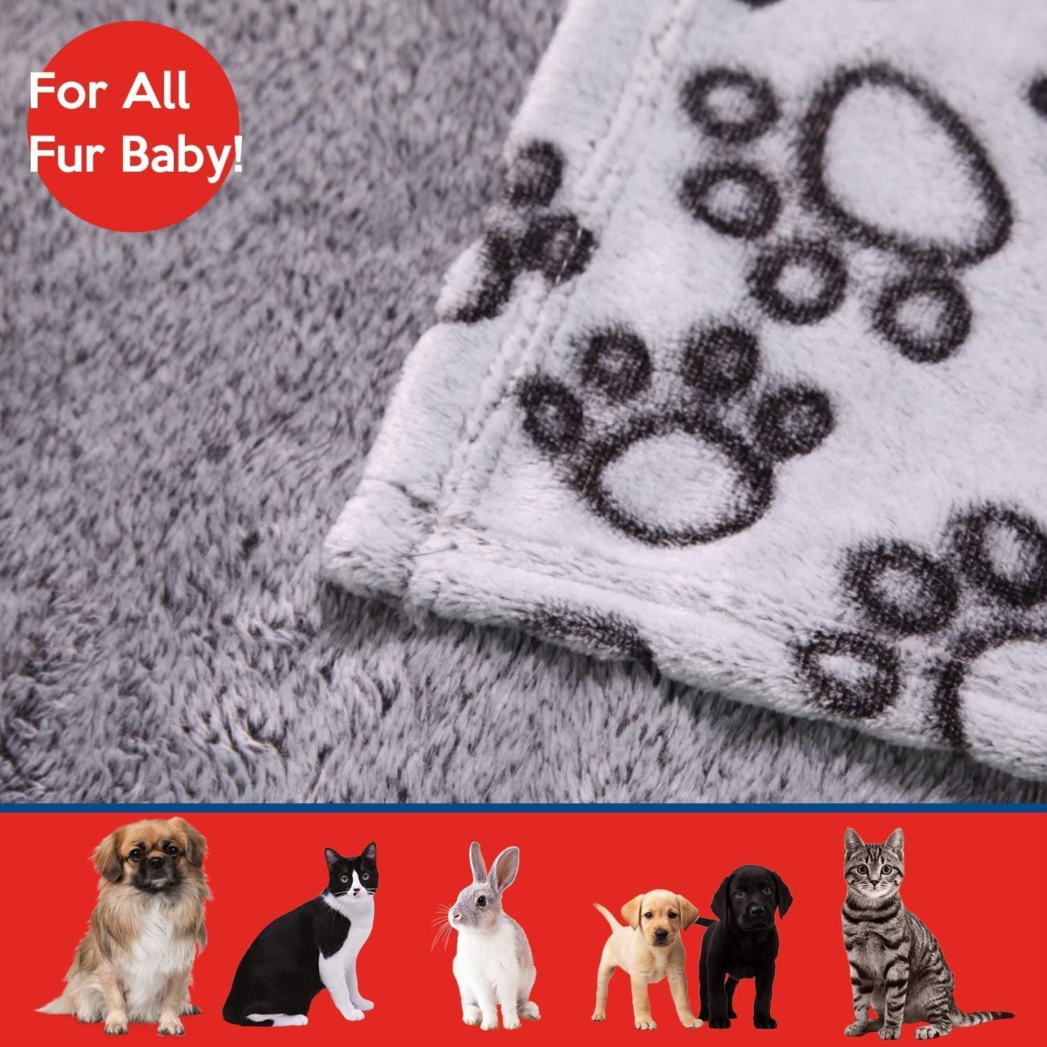 Pet Blanket Flannel Cut Flower Footprints