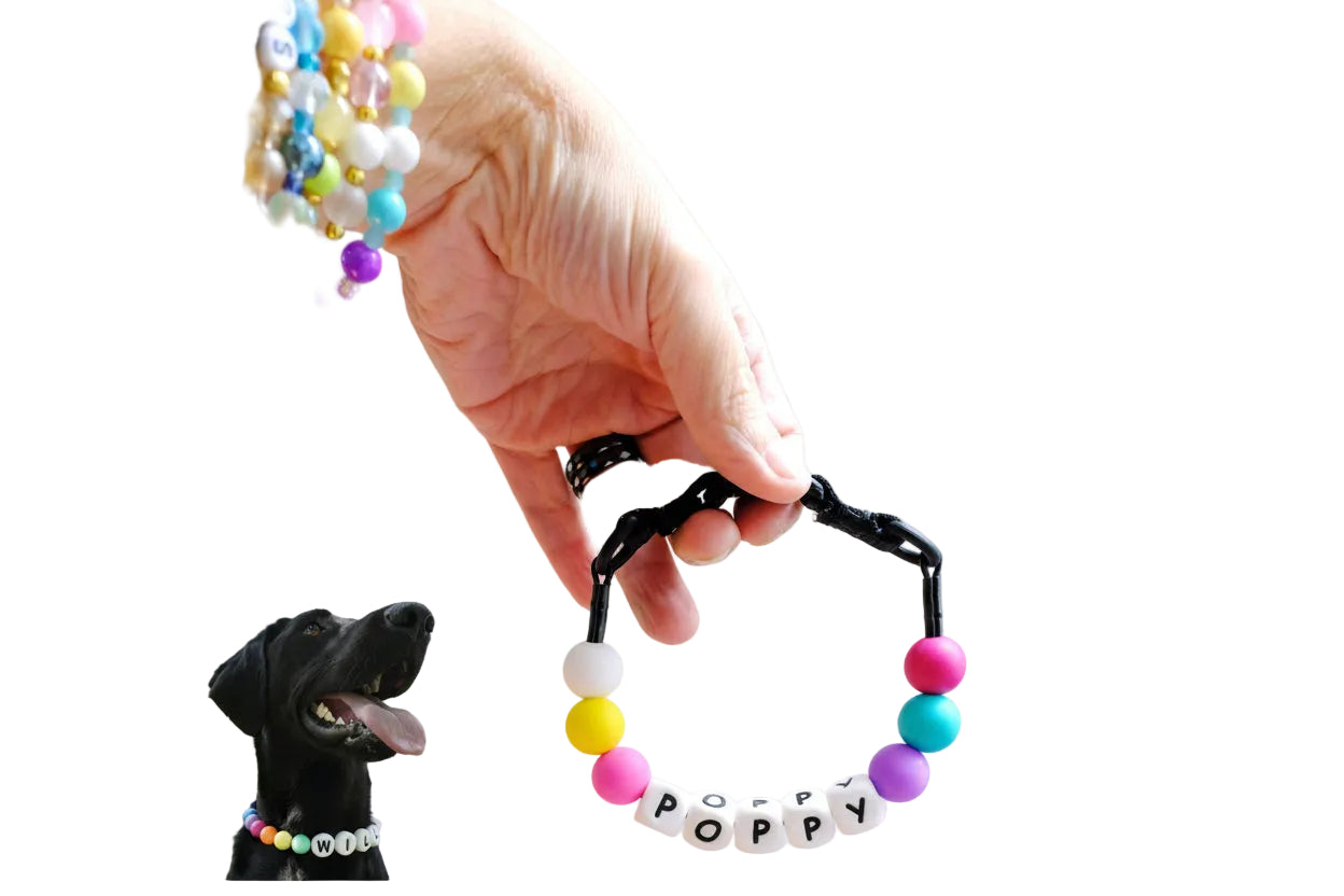 Pet Beaded Name Collar With Bracelet Set Custom Dog Collar With Beads DIY Name Dog Letter Necklace Dog Pearl Beaded Collar