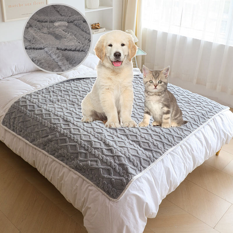 Pet Plush Blanket Thick Warm Waterproof Machine Washable Soft Cozy Winter Dog Cat Bed Throw Blanket Sleeping Quilt Pet Supplies
