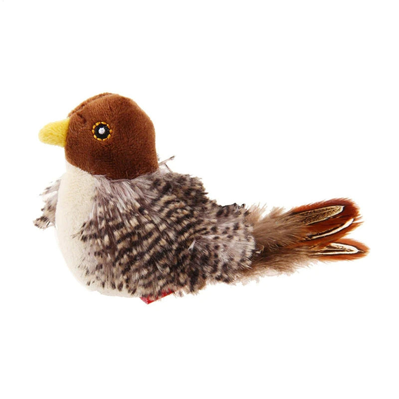 Interactive Cat Toys Electric Squeaky Simulation Bird Plush Cats Pets Teasing Toys With Feather Catnip Kitten Chirping Bird Toys