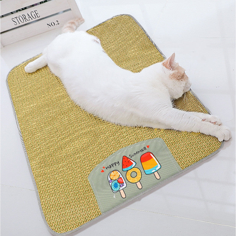 Pet Mat Ice Cool Grass Mat Dog's Nest Tengzhu Cooling Summer Pet's Nest Cat Sleeping Mat Anti Scratch Dog Bed Anti Moisture Dogs Cats Supplies Summer