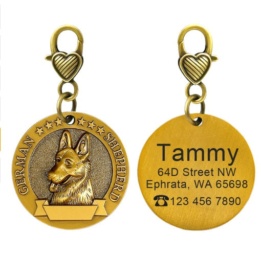 dog identity card custom lettering tag Jin Mao Teddy dog bronze dog anti-lost pet brand