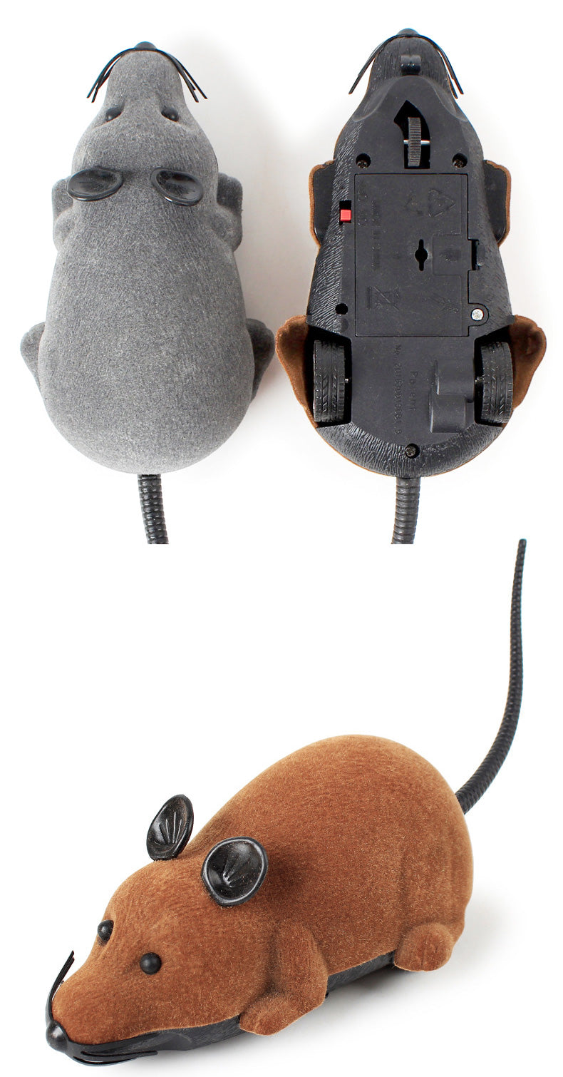 flocking electric remote control simulation funny cat mouse color box packaging cat toy pet supplies self-contained battery