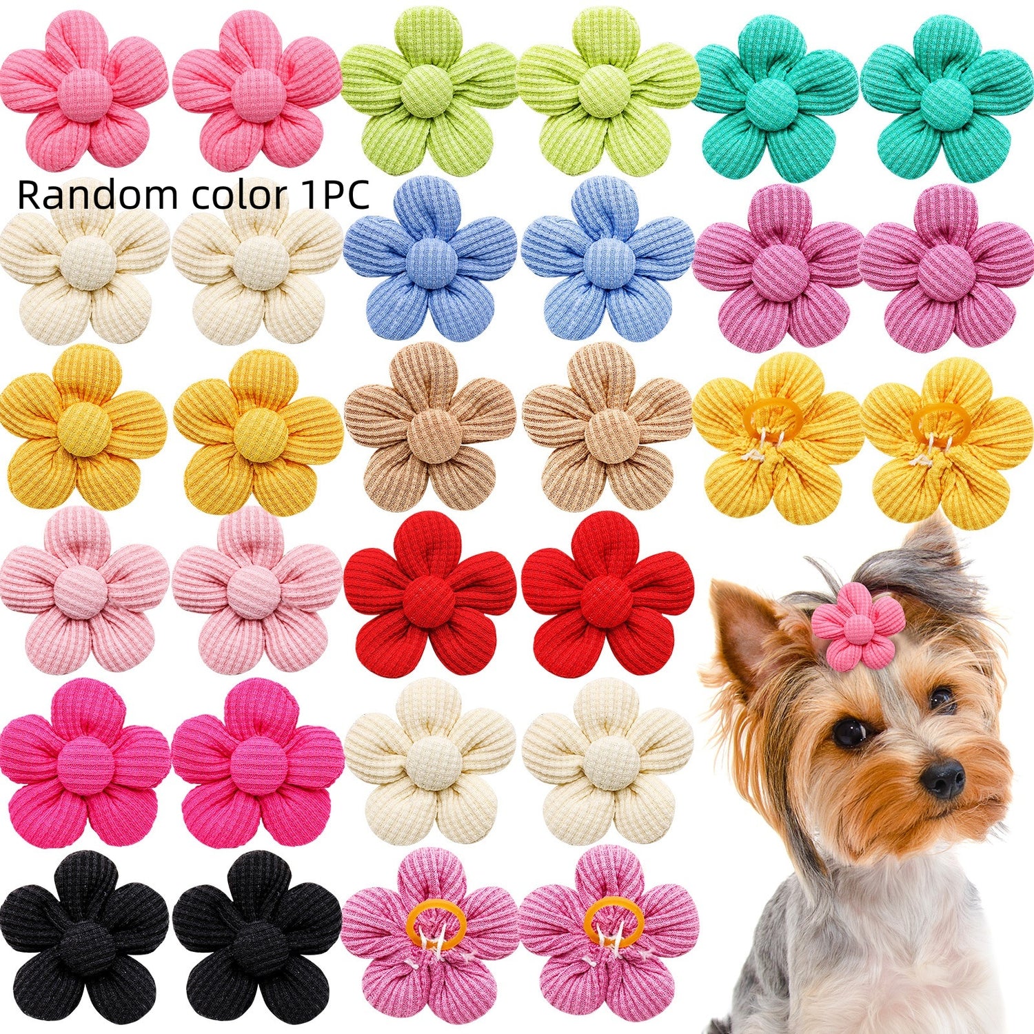 Pet Headdress Flower Spring Flower Solid Color Headdress Flower Dog Cat Accessories