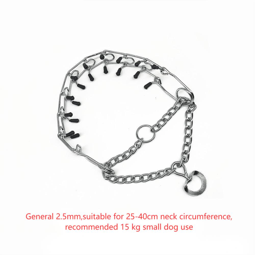Chrome Plated Pinch Dog Collar Proong Dogs Training Choke Chain Dog Training Necklace Rubber Tips Guardian