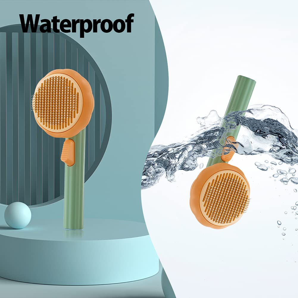Pet Pumpkin Brush, Pet Grooming Self Cleaning Slicker Brush For Dogs Cats Puppy Rabbit, Cat Brush Grooming Gently Removes Loose Undercoat, Mats Tangle