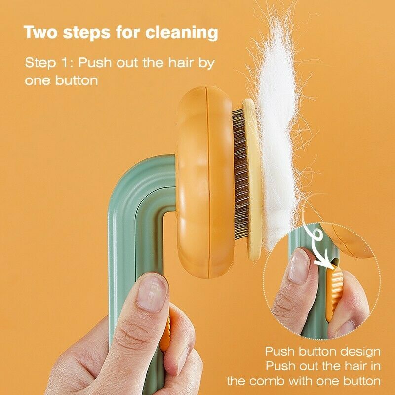 Pet Pumpkin Brush, Pet Grooming Self Cleaning Slicker Brush For Dogs Cats Puppy Rabbit, Cat Brush Grooming Gently Removes Loose Undercoat, Mats Tangle