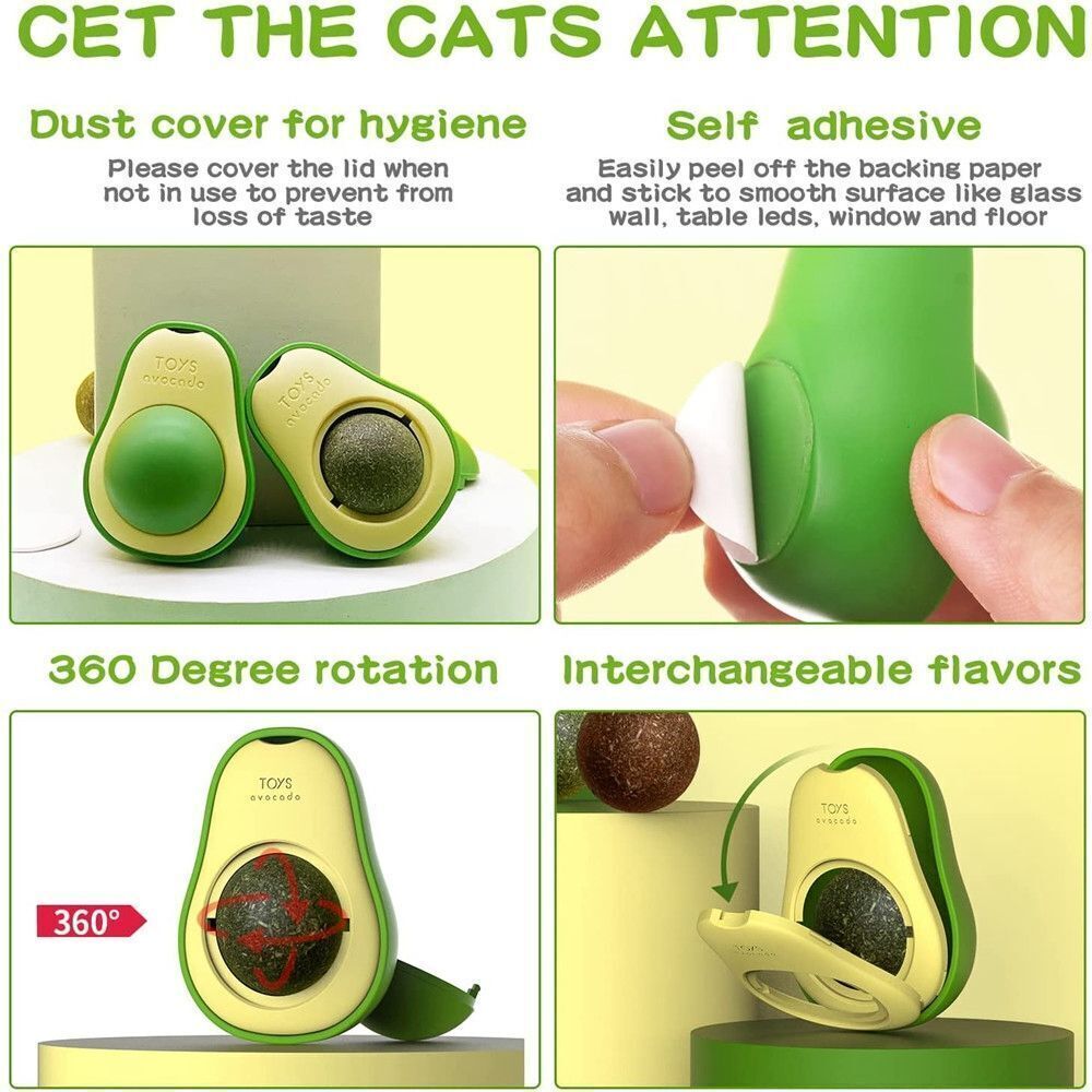 Cute Avocado Catnip Toys Cat Teeth Cleaning Toy Cat Supplies Catnip Mini Cat Treat Toys Interactive Pet Toys Pet Products Pet Avocado Ball Cute Funny