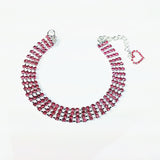 Four-row Rhinestone Pet Collar Dogs And Cats Heart-shaped Chain