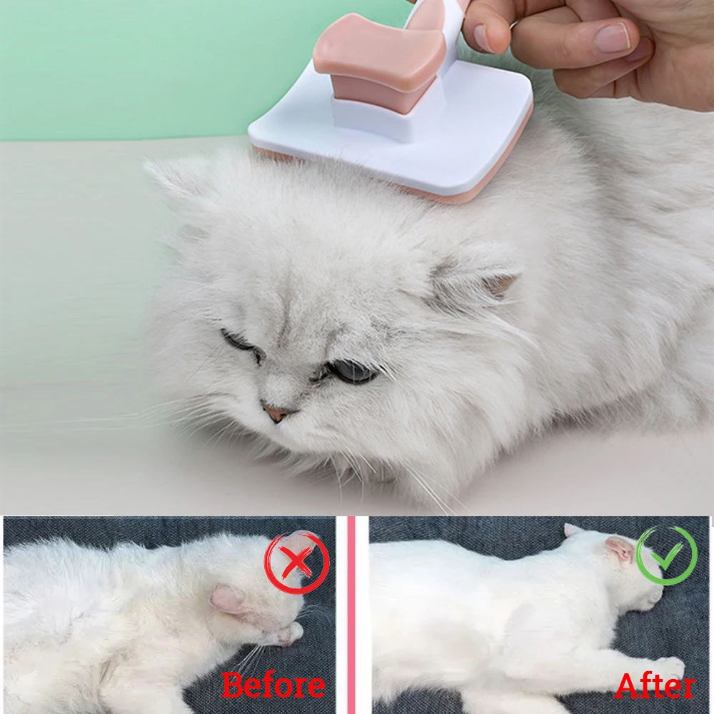 Self Cleaning Slicker Brush For Dogs, Cats Pets-One Click Cleaning Function-Gentle Effective Cat, Pet Dog Hair Remover-Dog Grooming Accessories For Sm