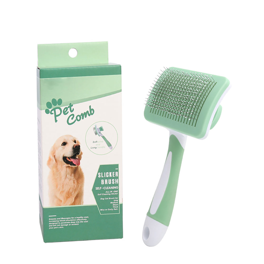 Self Cleaning Slicker Brush For Dogs, Cats Pets-One Click Cleaning Function-Gentle Effective Cat, Pet Dog Hair Remover-Dog Grooming Accessories For Sm