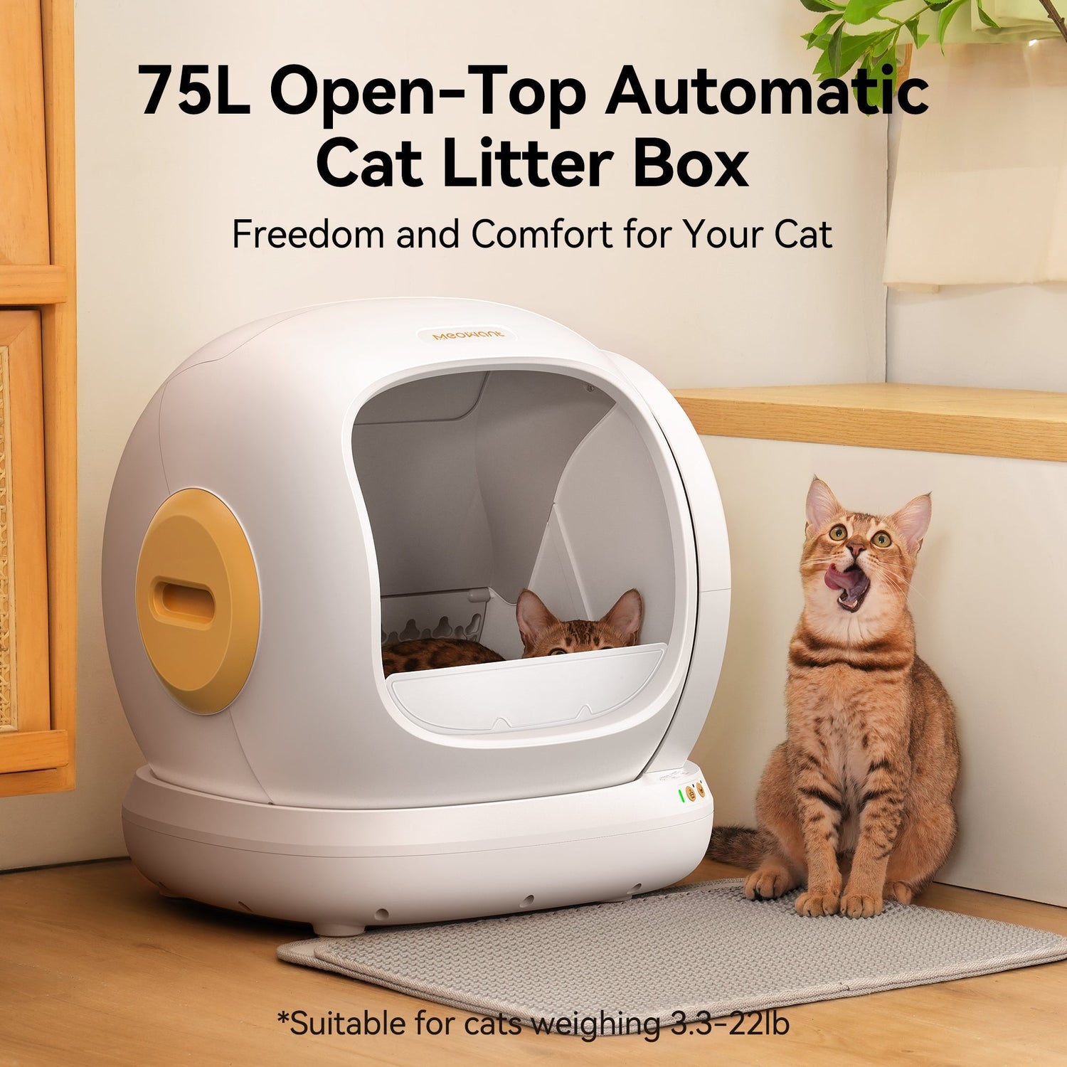 happypawssanctuary Self-Cleaning Cat Litter Box - MW-SC02 (White)